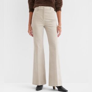LOFT Slim Flare Pants Women’s Size 6 Beige Terrazzo Stretch Velvet High Rise